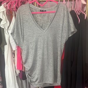Express Gray V-Neck Short Sleeve Tee